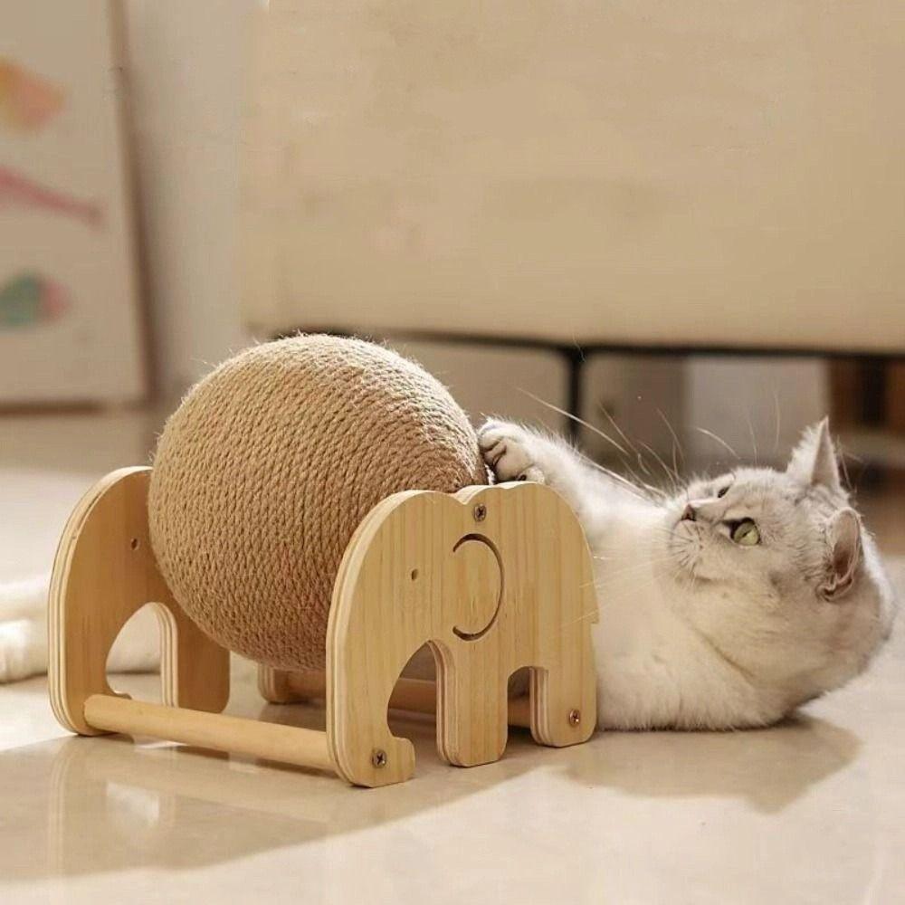 Wooden Cat Scratching Ball Toy Non-Slip Cat Claw Grinding Toy  Self-Entertainment