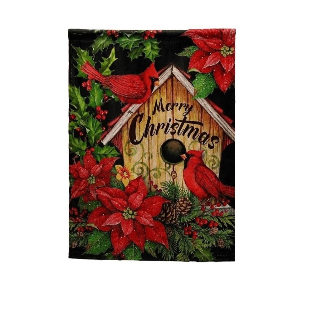Santa Claus Christmas Garden Flag Single-sided Printing Elk Snowman House Yard Flag Large Banner Outdoor Decoration