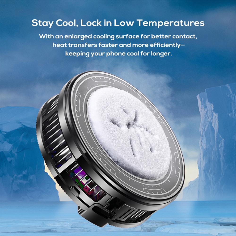 Portable Magnetic Semiconductor Phone Cooler with Digital Display RGB Lights Powerful Cooling Fan for Gaming Phone Ice Cooler