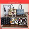 Ethnic Style Canvas Tote Bag With Print Large Capacity For Daily Use