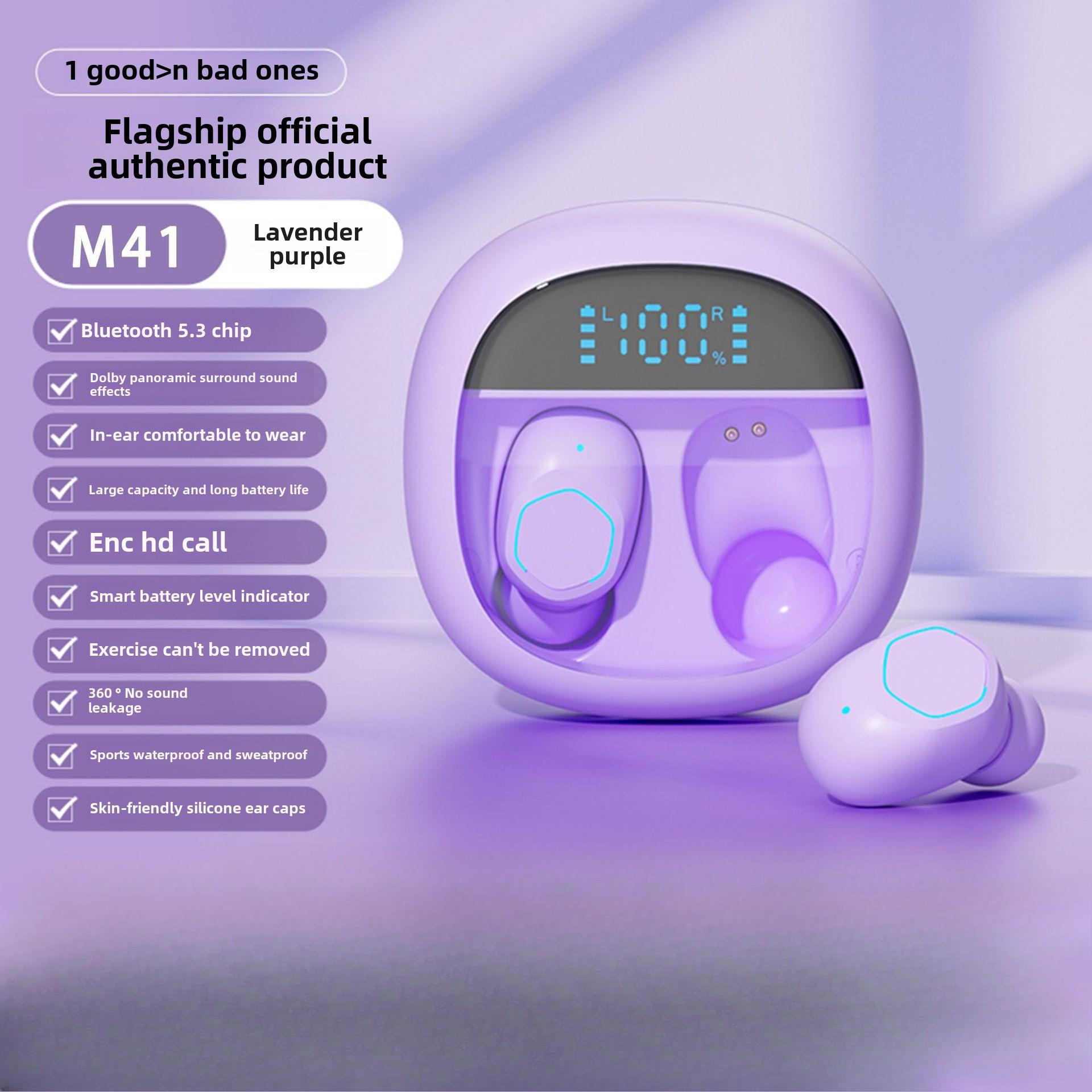 

Новая беспроводная Bluetooth-гарнитура с наушниками-вкладышами 5.3 с прозрачным цифровым дисплеем, шумоподавлением и длительным сроком службы батареи фиолетовый