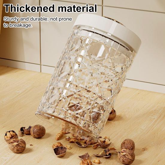 Vintage Airtight Storage Jar Clear Plastic Food Container with Pop Lid Stackable One Button Opening Kitchen Storage Organizer for Cereal Rice Flour
