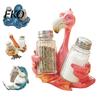 Durable Resin Kitchen Storage Creative Animal Condiment Holder, Organizer Rack for 2 Spice Dolphin Seasoning Jars, Cute Flamingo Pelican