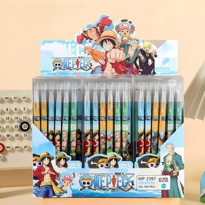 6/12/24Pcs Anime One Piece Erasable Blue Pen Student Exam Game Anime Cartoon Characters Stationery Learning Supplies Gifts