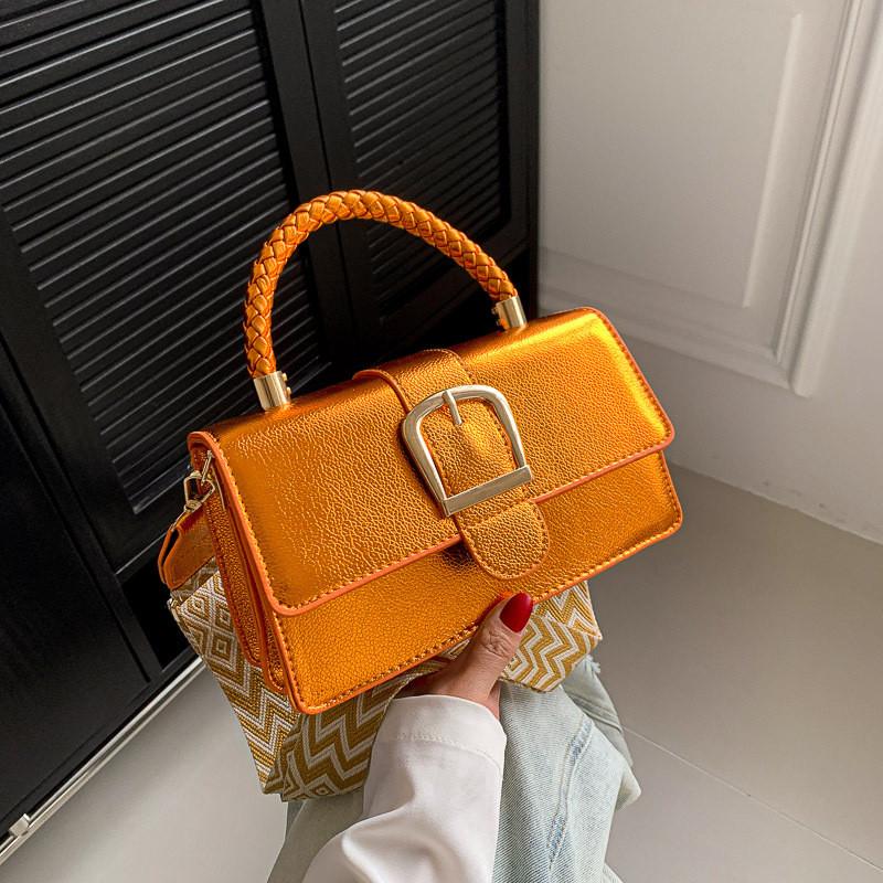

Chic Modern Small Square Shoulder Bag Fashionable Pu Material With Trendy Colors Ideal For Everyday Outfits помаранчевий