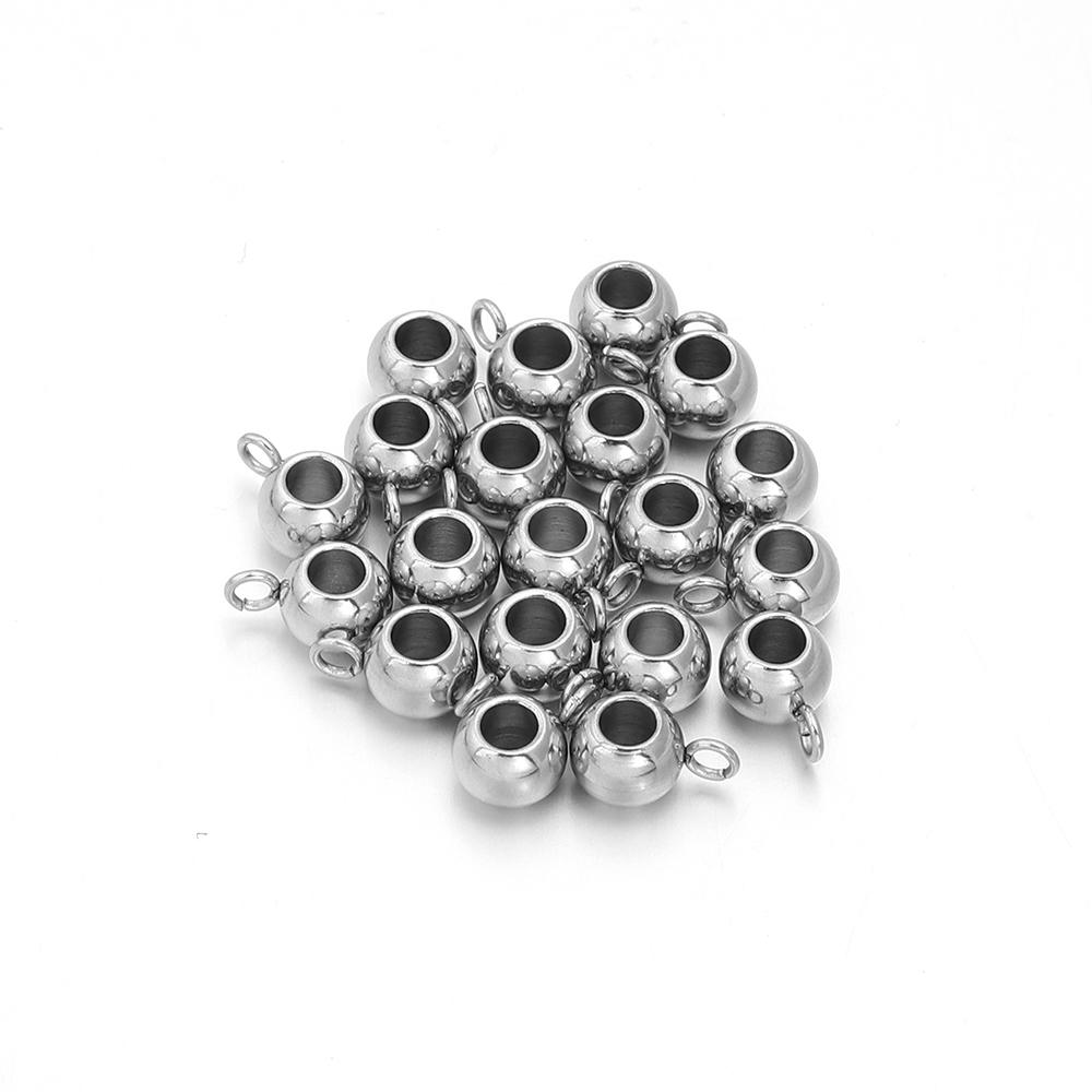 10-20 stuks/partij Roestvrij Staal Spacer Kralen Hanger Charms Sluitingen Oogjes Grote Gat Kralen Voor Sieraden Maken DIY Accessoires