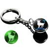 Kulatý svítící krystal zvěrokruhu Keychain - Panna & Lev