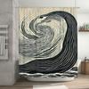 Black White Wave Print Shower Curtain Modern Bath Decor
