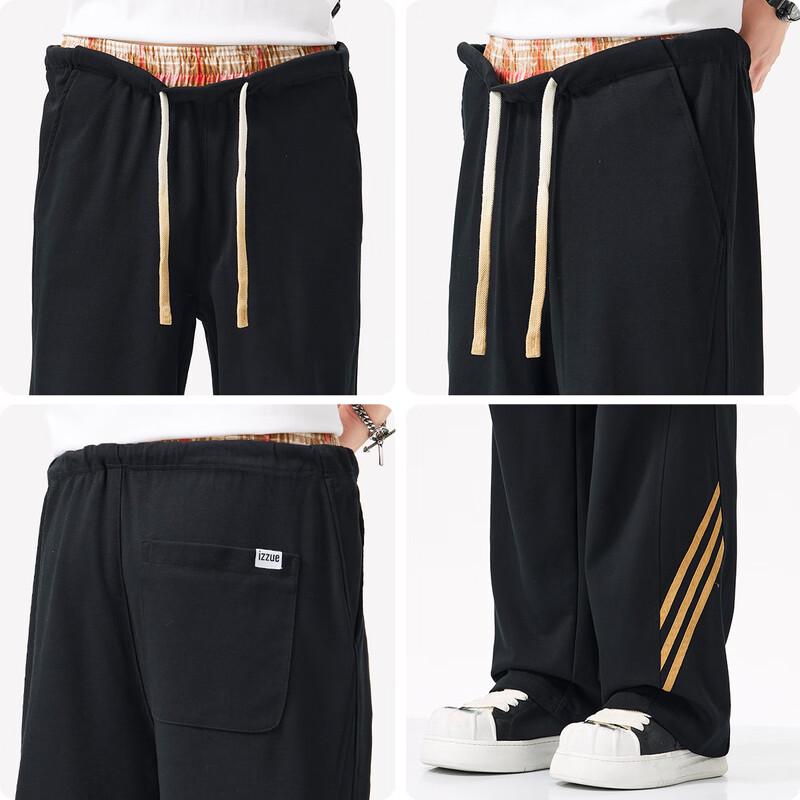 Izzue It Men's Striped Loose Straight Casual Pants