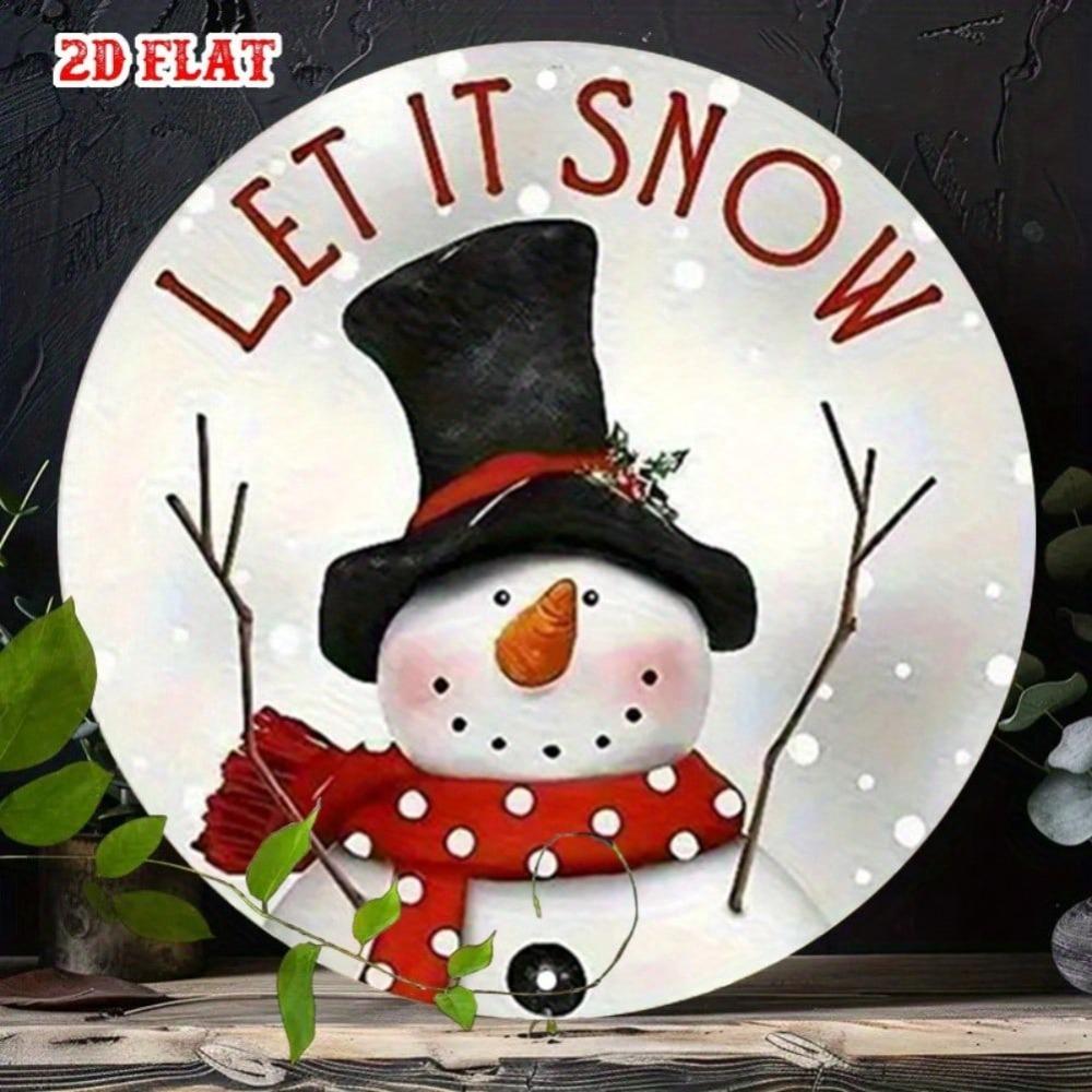 Snowman Tin Metal Sign Vintage Winter Wall Decor Red White Polka Dots Home Cafe Christmas Holiday Decoration