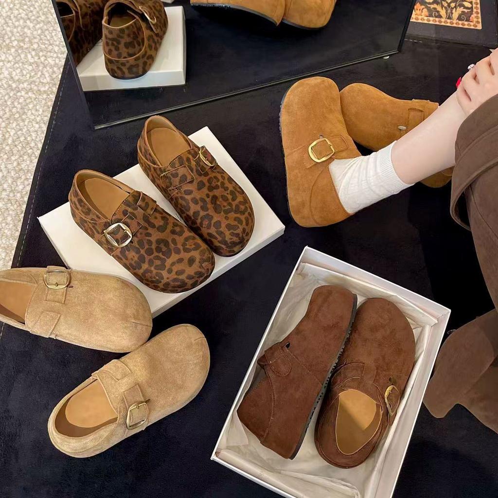 Lazy single shoes autumn casual women's inner height increase style Birkenstocks all-inclusive loafers pedal campus
