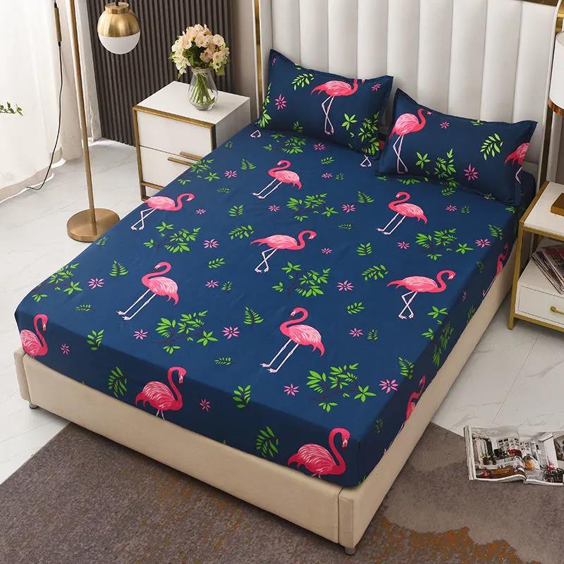 Bed Sheet Anti-slip Fixed Bed Cover Three-piece 1.8 M 2 Meter Bed Protective Cover Dust Protection Package Printing Light Luxury