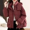 Winter Fashion Womens Down Cotton Jacket Short Loose Hooded Thick Warm Coat Korean Style Trendy