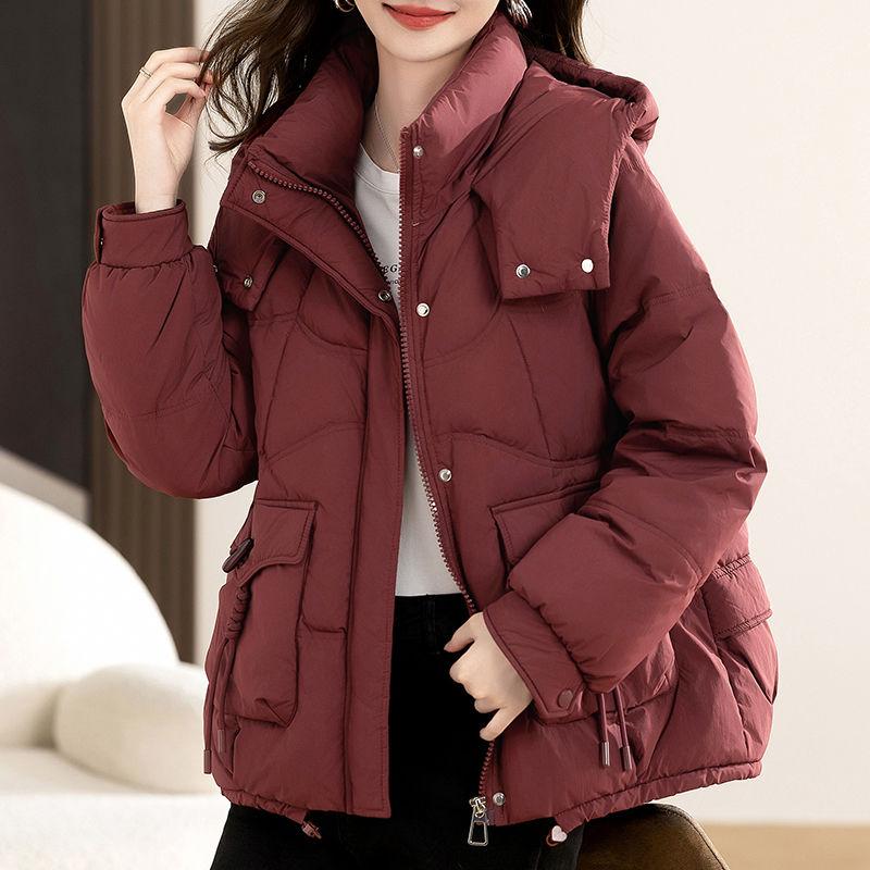 Winter Fashion Womens Down Cotton Jacket Short Loose Hooded Thick Warm Coat Korean Style Trendy