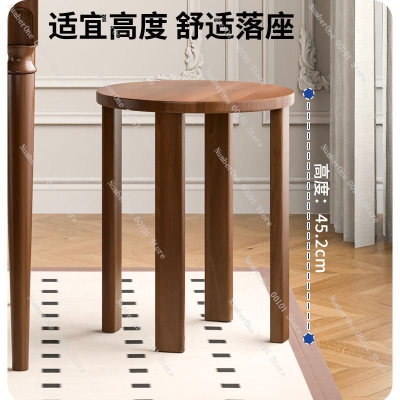Stackable Stool, Wooden New Chinese-style Stackable Stool, Solid Wood Round Stool, Dining and Coffee Table for Household Use