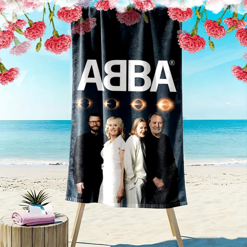 ABBA Print Beach Towel, Large Soft Quick Dry Towel for Beach Camping Swimming