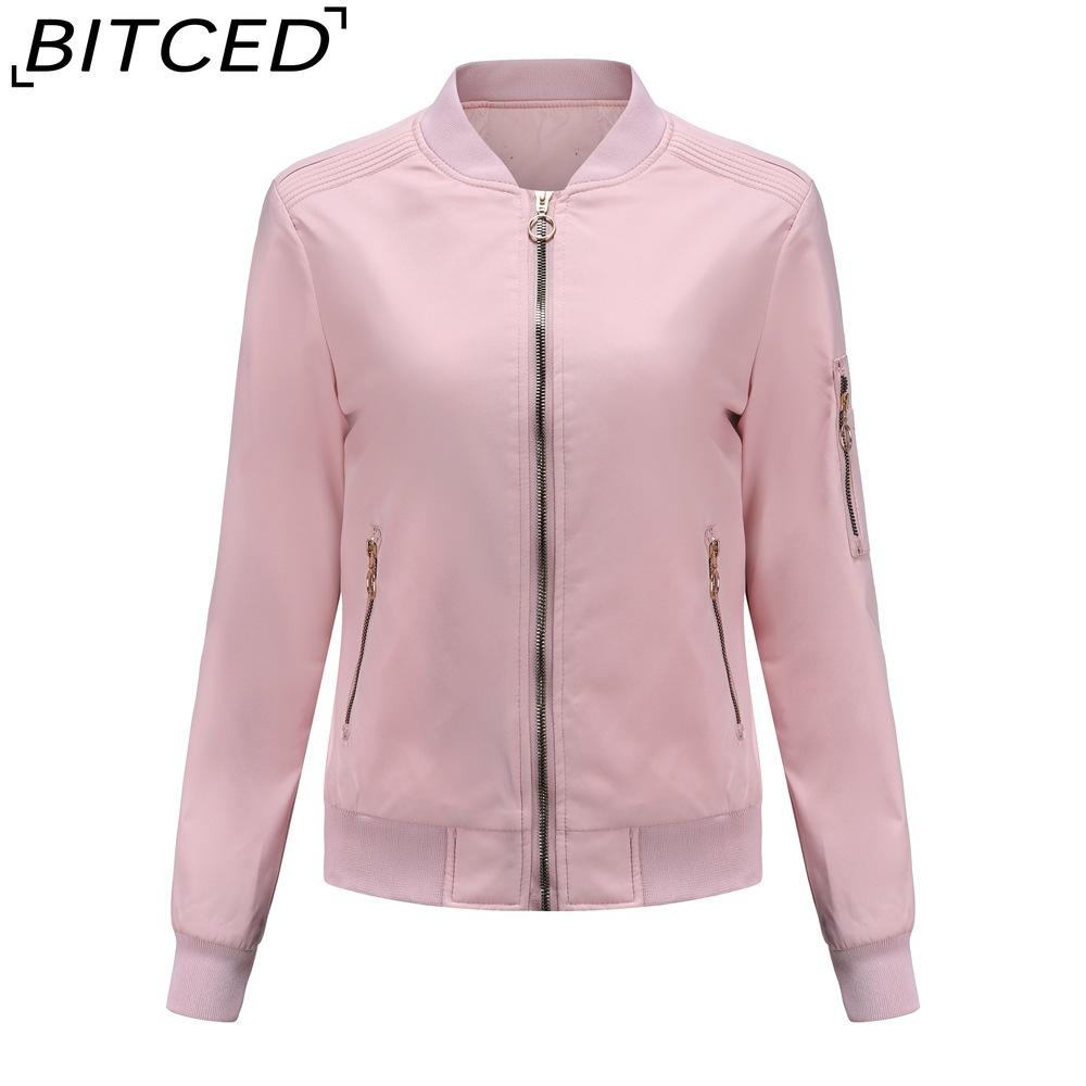 

BITCED Fashionable Women s Jacket - Lightweight Cotton Casual Autumn/Winter Coat S розовый
