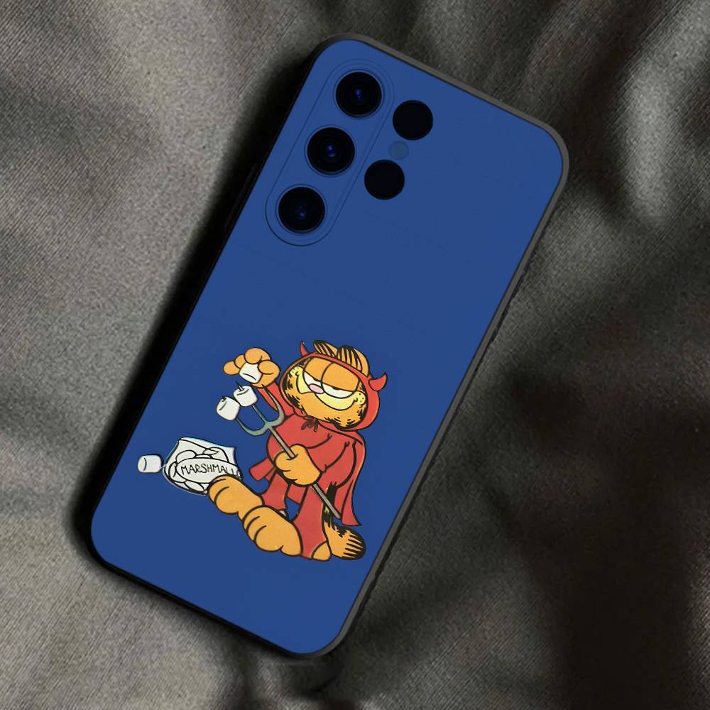 

Cute Cat G-GarfieldS For Samsung S25,S24,Ultra,S20,S30,Plus,S22,S23,Ultra,Plus,5G Black Silicone Soft Case Samsung S21plus