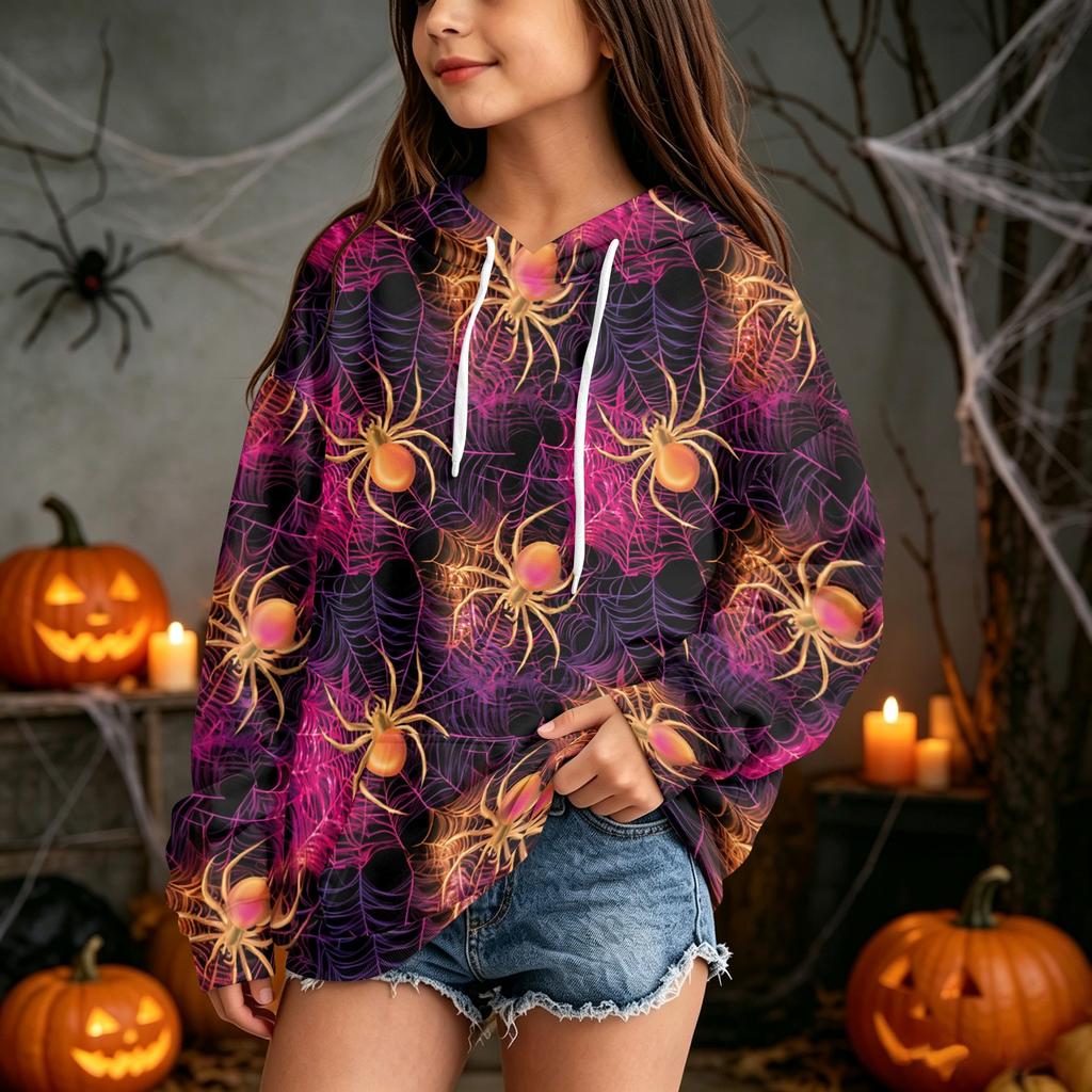 Children's Casual Hoodie with Halloween Print Pullover for Holiday Parties