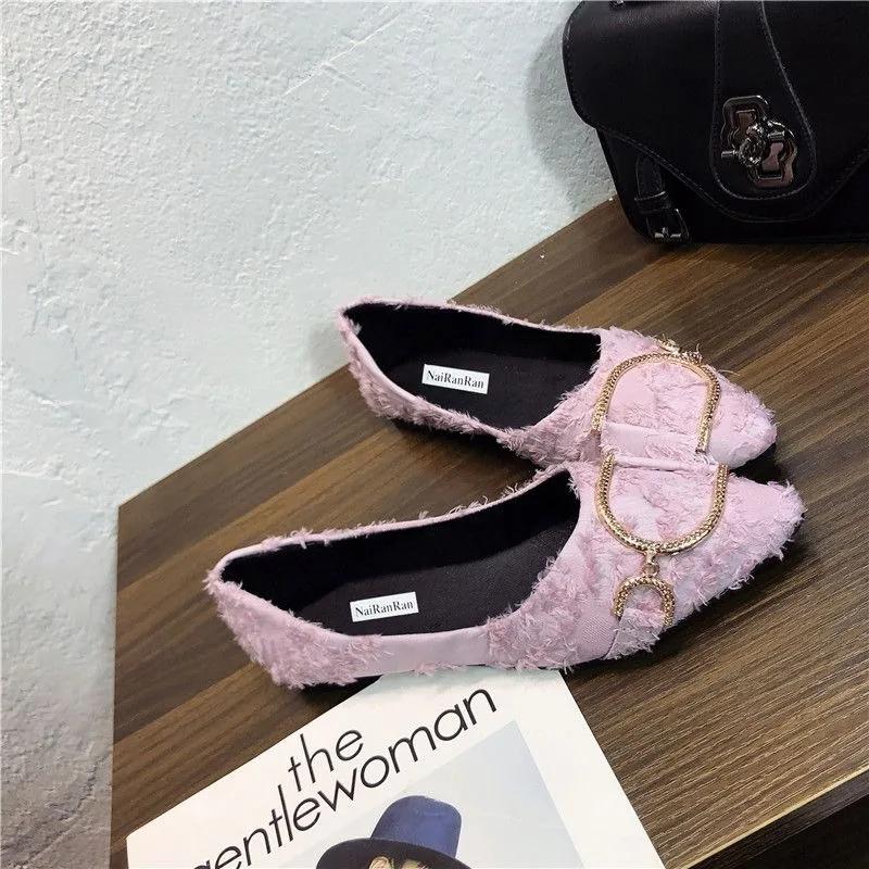 Fashion Diamond Bride Pointed Toe Woman Flats Slip-on Low Heel Elegant Red Cheap Liquidation Sale Quick Delivery Young Shoes for Women