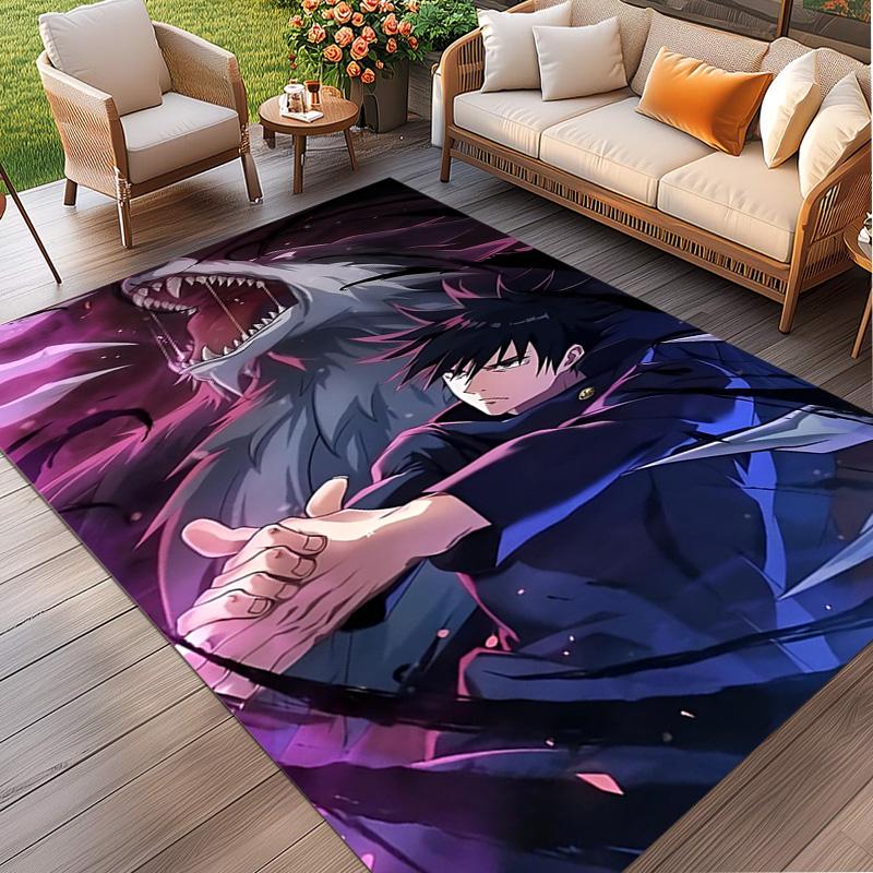 Jujutsu Kaisen Print Rug, Washable Floor Carpet, For Entryway Dorm Laundry Room Office Study, Home Decor Birthday Christmas Gift