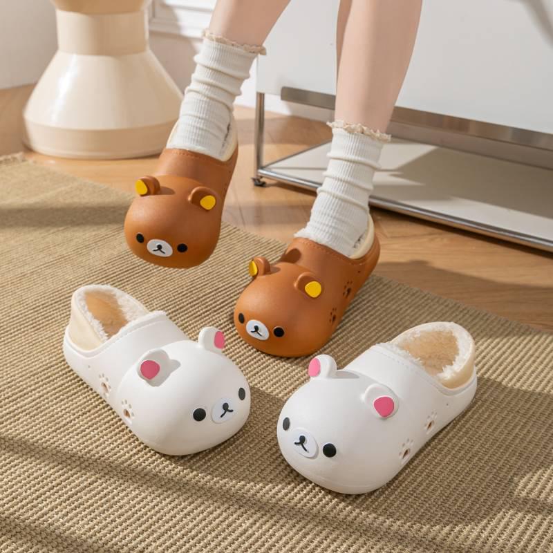 2025 Rilakkuma Cotton Slippers: Warm Winter Closed-Toe Little Bear Design for Girls
