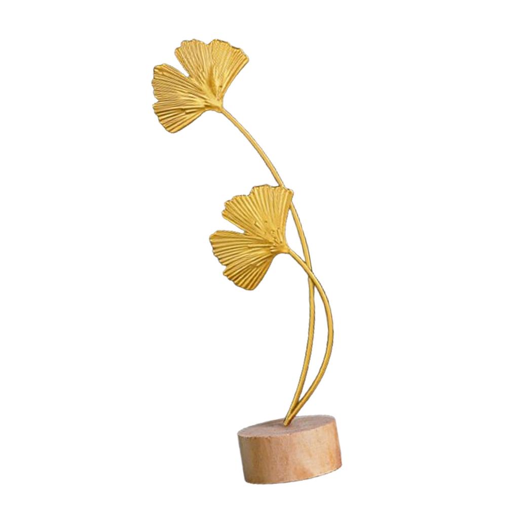 Goldene Ginkgoblatt-Statue Dekorative Moderne Eisen-Ginkgoblatt-Desktop-Ornament für Tischplatte Eingangsbereich