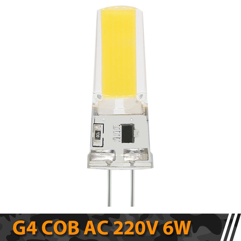10pcs/lot COB LED G4 AC DC 12V 220V 3W 6W Light Bulb Dimmable Mini LED Lamp Spotlight Chandelier Lighting Replace Halogen Lamps