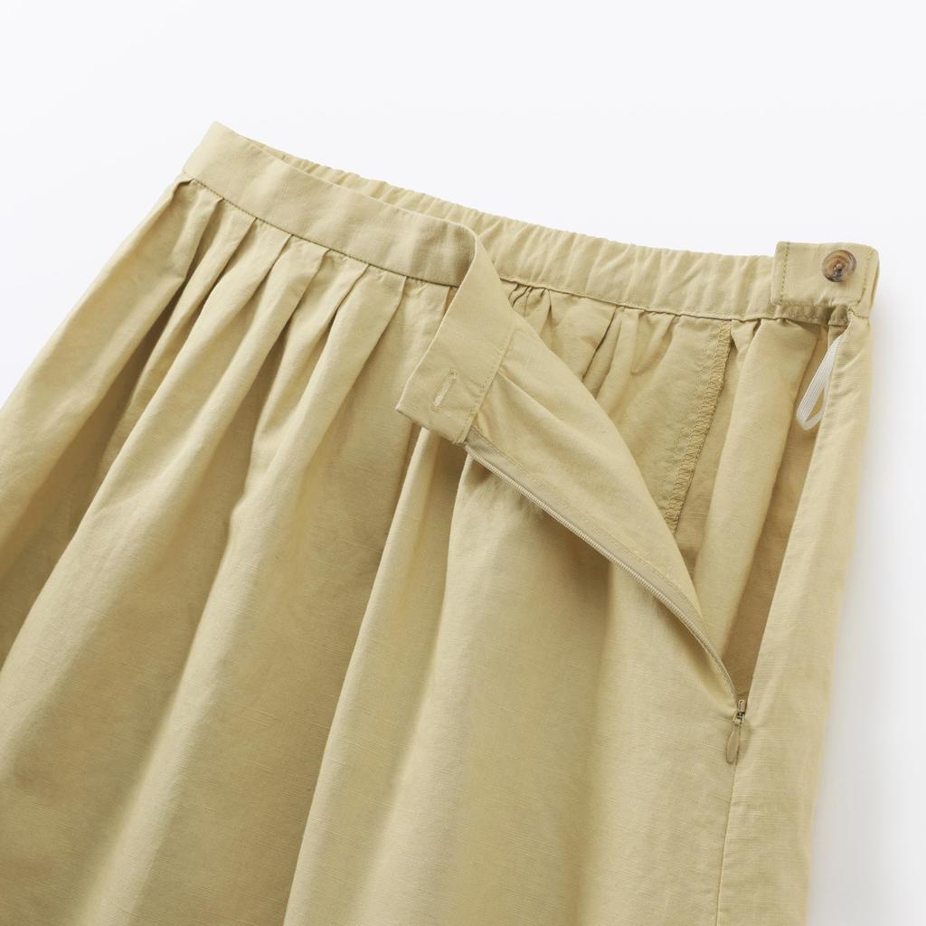 MUJI Women's Hemp Cotton Easy Long Skirt, BE1VBA5S, Yellow, Size M