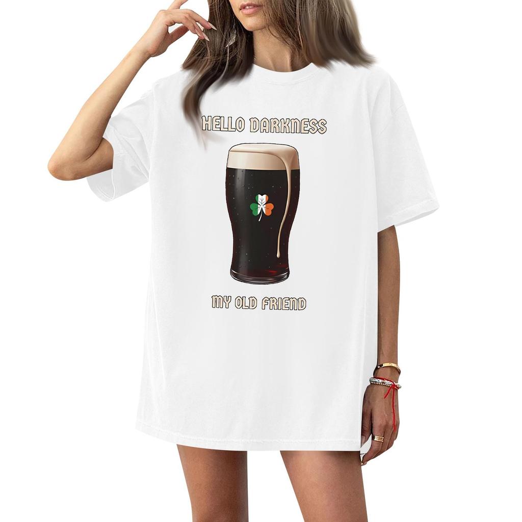 Women's Casual Fashion Round Neck St. Patrick Print Short Sleeve T-Shirt Top