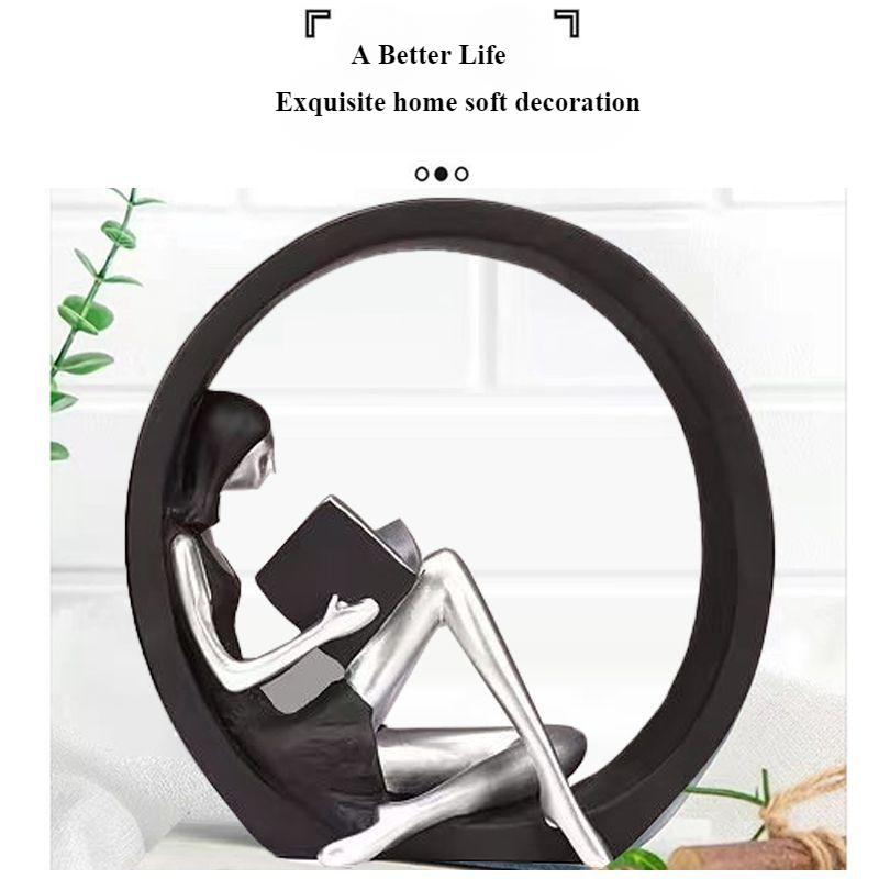 Girl's Black Statue Suitable for Home Office, Living Room, Dining Table Decoration, Reading, Bedroom, Coffee Rack, Desktop Decoration