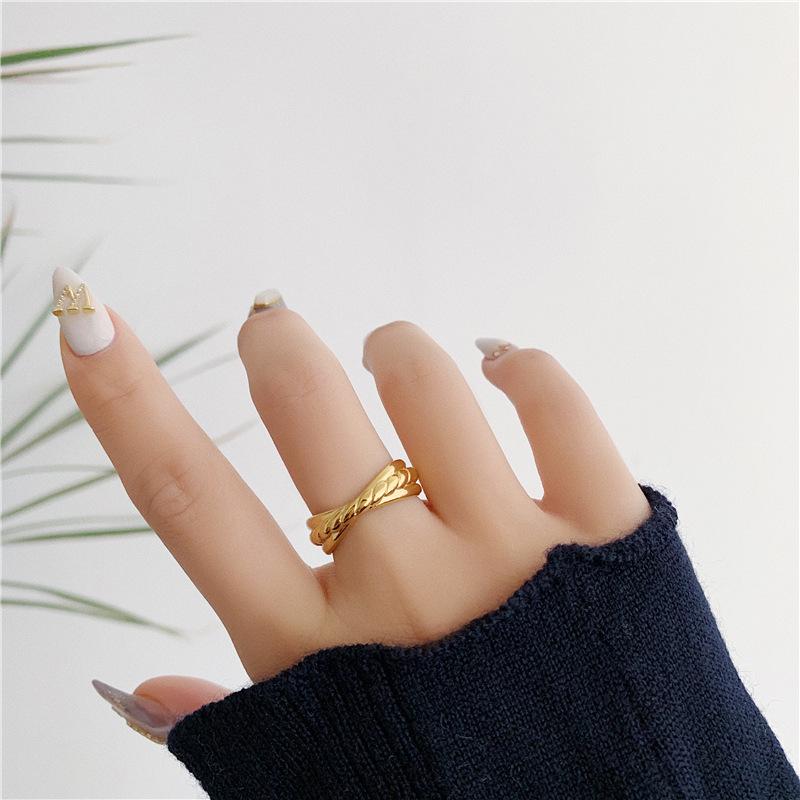 18k Gold Plated Retro Ring: European & American Cool Style for Women