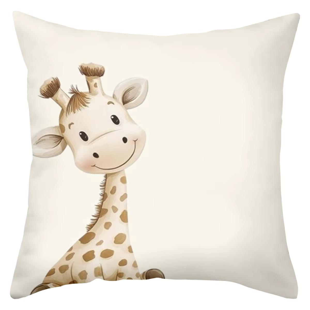 

Giraffe Bears Animal Pillow Cover Wild Theme Party Decoration for Kids Events and Nursery Celebrations 45cmx45cm