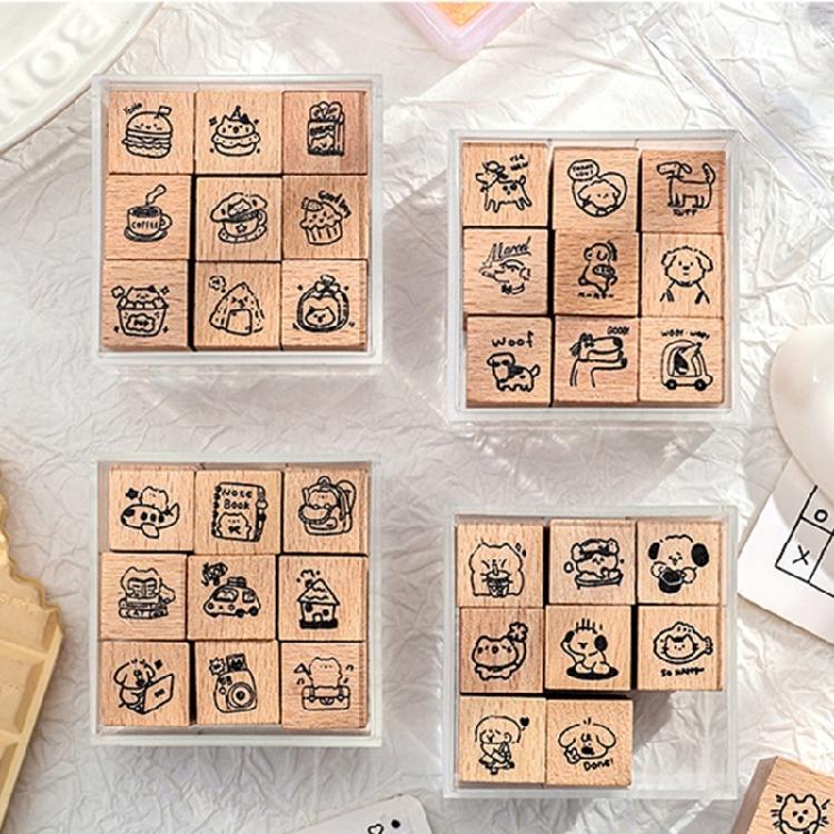 Wood Rubber Stamp Lovely Cats Stamp Animal Stamp Decorative Stamp Cartoon Dogs Stamp