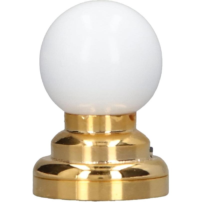 VBESTLIFE Miniature Ceiling Lamp, 1:12 Scale Round Battery Powered Switch Metal Base Luxury Dollhouse Lamp Props, Gold, Classic/Elegant/Luxurious