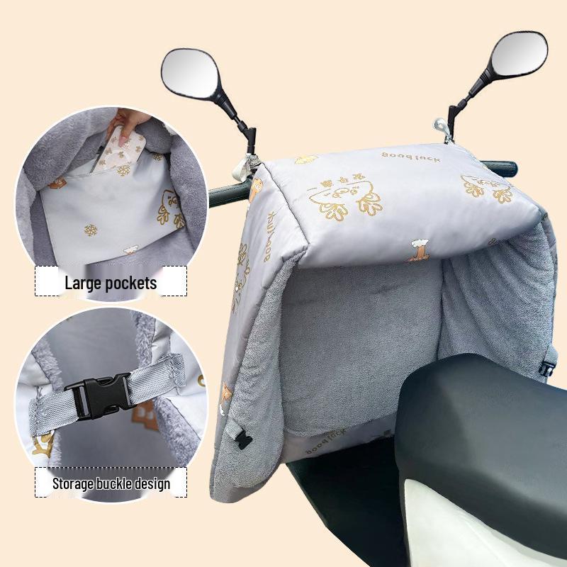 Winter Fleece-Lined Waterproof Electric Motorcycle Windshield