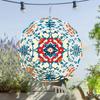 Clopoțel de vânt boem de 10 inch cu design geometric floral vibrant, metal durabil, decor exterior, cârlig rotativ perfect pentru