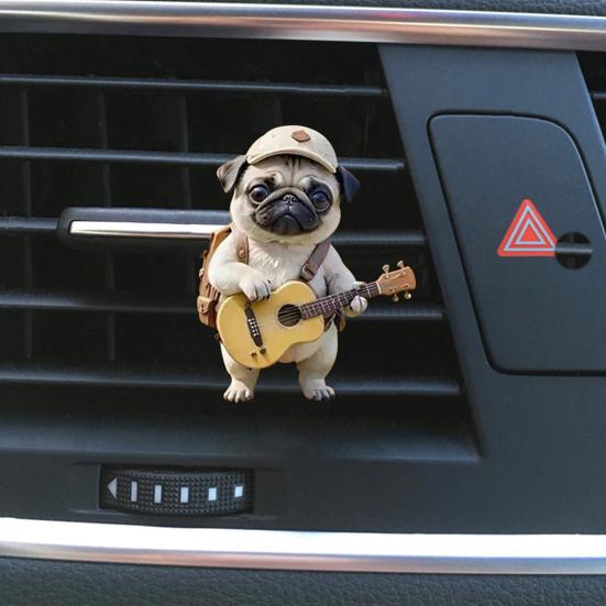 Désodorisant de Voiture Acrylique Clip d'Aération Chien Décoratif Parfum de Voiture Clip Climatiseur Voiture Anti-Rouille Chien Adore Cadeau Accessoires Intérieur d'Aération Auto
