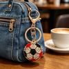 Keychain Pendant Rhinestones Inlaid Football Design Key Chain with Enamel Finish Lobster Clasp Backpacks Accessory