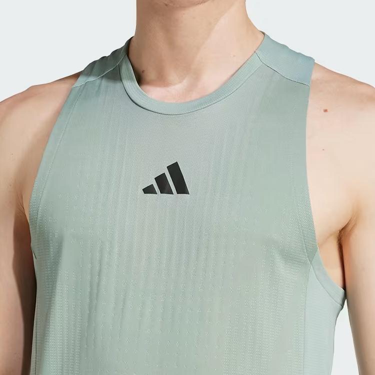 Adidas Airchill Slim Fit Round Neck Comfortable Casual Vest Men Vests Silver-Green JI8201