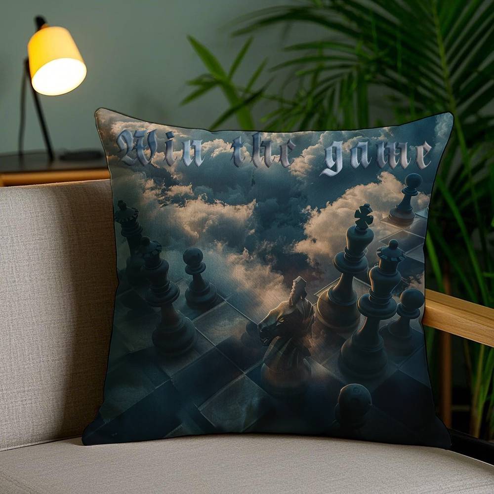 Classic Chess Pillow Case Office Sofa Dorm Chair Back Short Plush Double-sided Printing Home  Cushion Cover