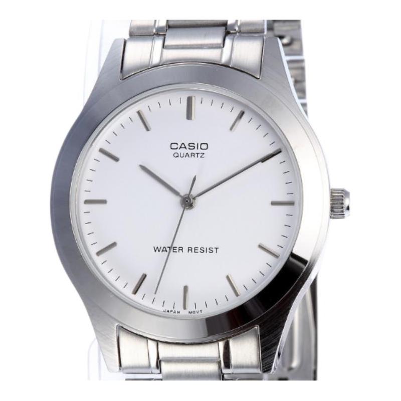Casio CASIOSTANDARD series life waterproof quartz movement stainless steel strap Japanese and Korean watch women's watch white dial MTP-1128A-7AEF