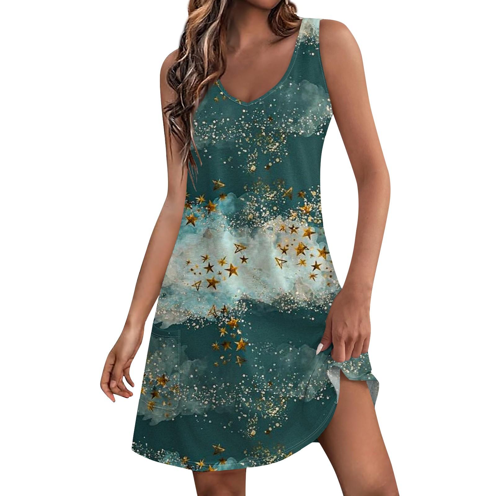 

Женское летнее платье, повседневные свободные длинные платья с принтом для пляжного отдыха L