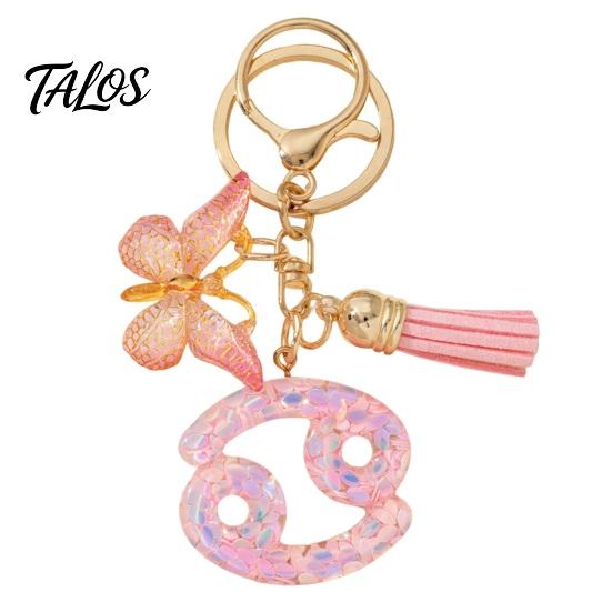 The Zodiac Charm Keychain Pendant, with Butterfly Metal Keyring Tassel, for Handbag Backpack Bag Pendant For Bags