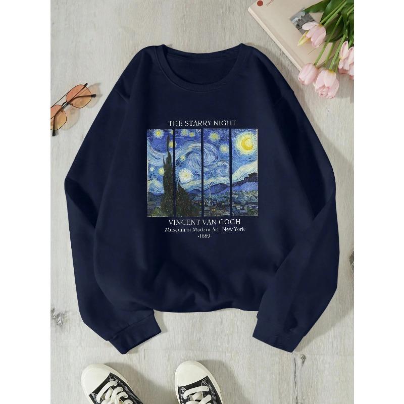 Fashion Printed Women's Sweatshirt Loose Crew Neck Pullovers Long Sleeves Women’s