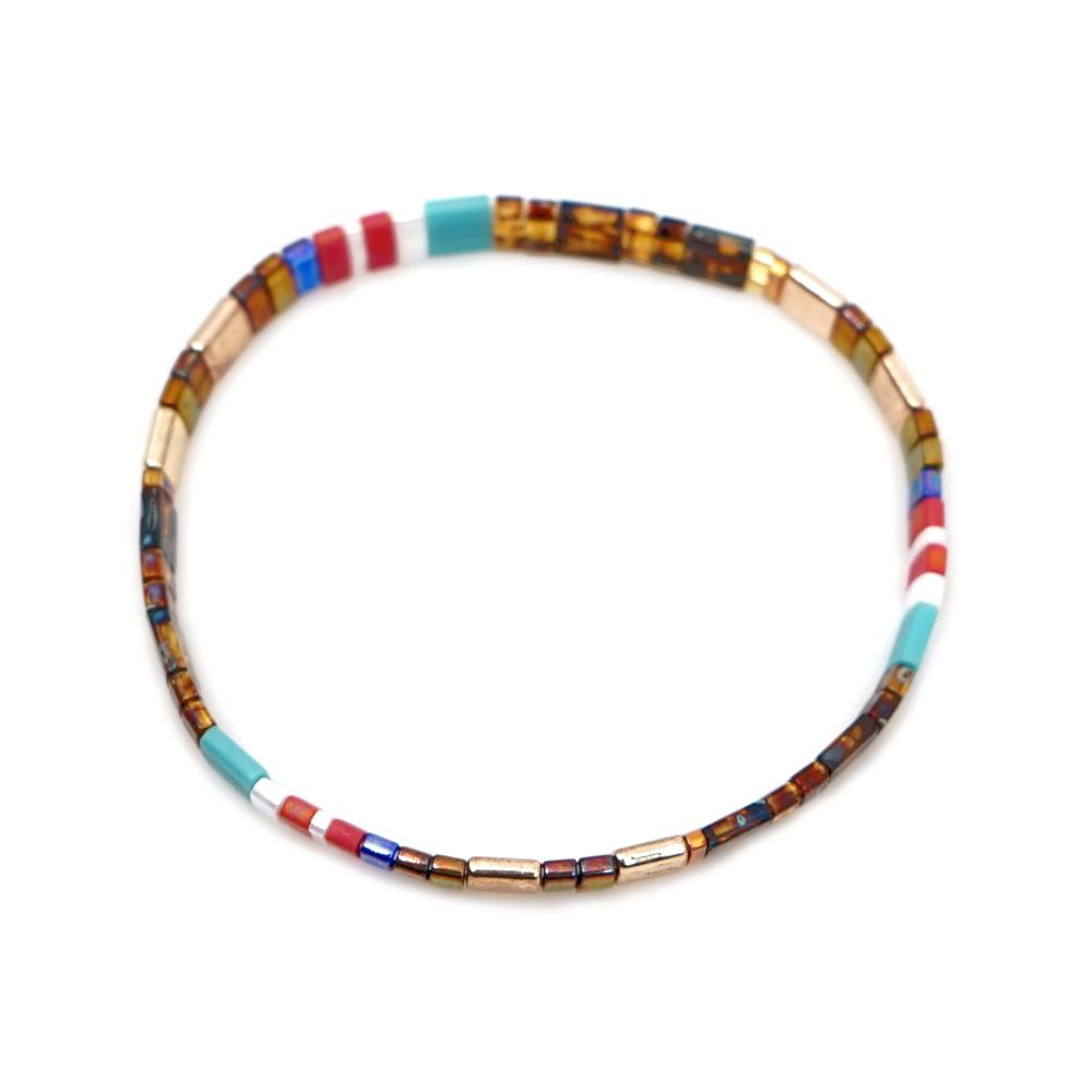 Ximang Bohemian Ximang Tila Beads Bracelet Minimalist Fashion Jewelry Amber Gold Multicolor Stretch Bracelets for Women Girls