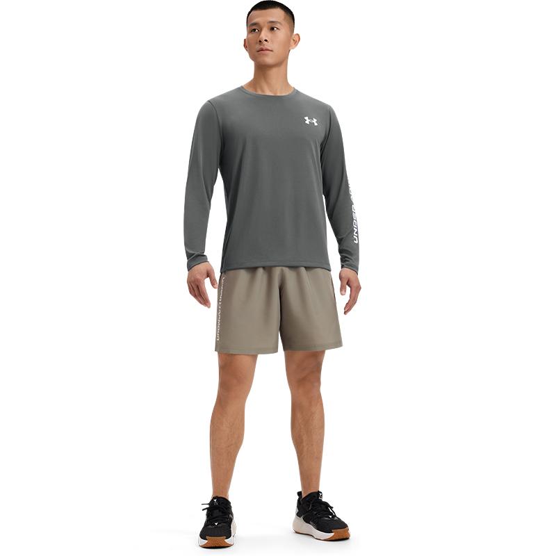 Under Armour Ss25 Ef Perf Graphic Logo Fashion Training Comfortable Long Sleeve T-Shirt Men Tops Rhino-Gray 6007557-025