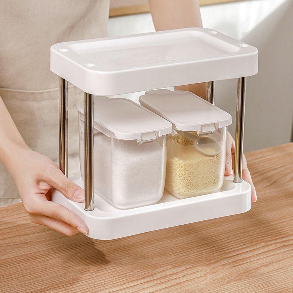Plastic Sealed Seasoning Tank Japanese Style Condiment Storage Container Seasoning Box Salt