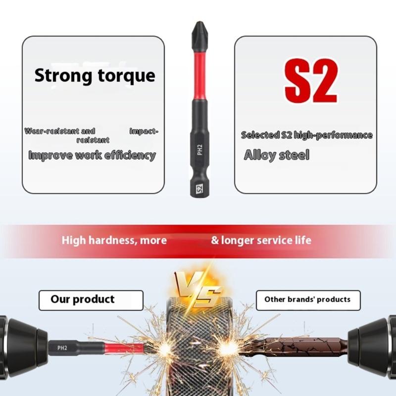 Magnetic Head Crosses Screwdriver Bit Durability Steel Construction Shock Resistant Drill Bit With Keychain Storage