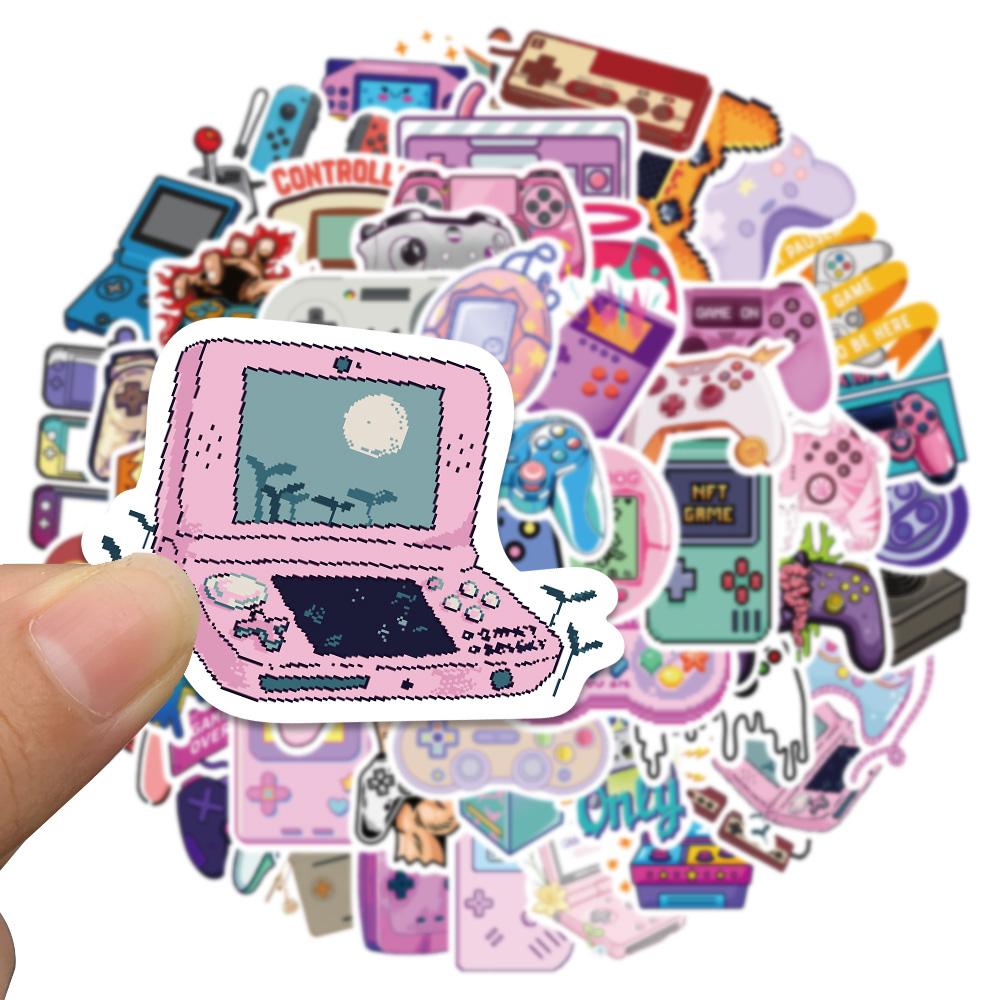 60Pcs Funny Game Gamepad Controller Console Pink Stickers Waterproof Pad Skateboard Laptop Computer Car Sticker Kids Toys
